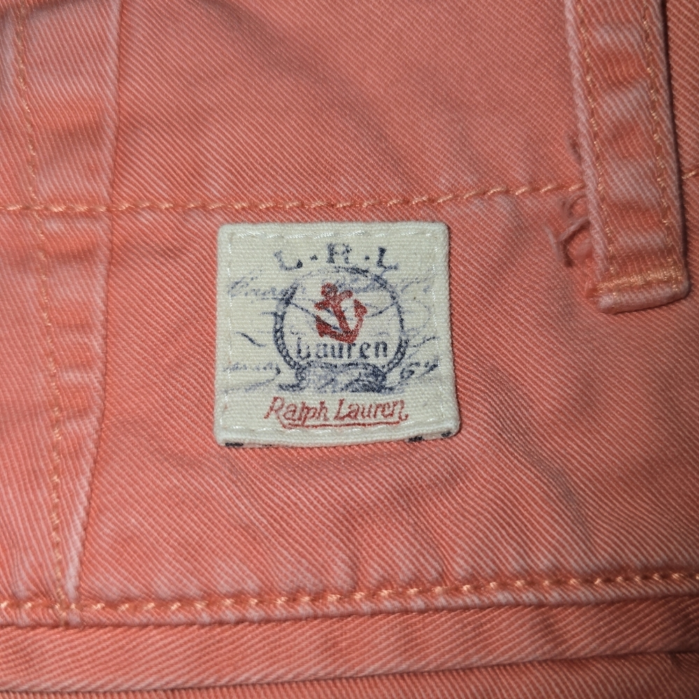 LRL Lauren Jeans Co. Salmon Pink Cotton Chino Shorts 12) - Picture 10 of 10